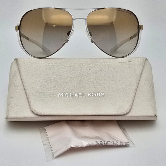 Michael Kors MK5004 Chelsea White Frame Gold Gradient Lens Aviator Sunglasses main image 13
